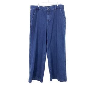 Lane Bryant Wide Leg Trouser Jeans Womens Size 18 Medium Wash Denim